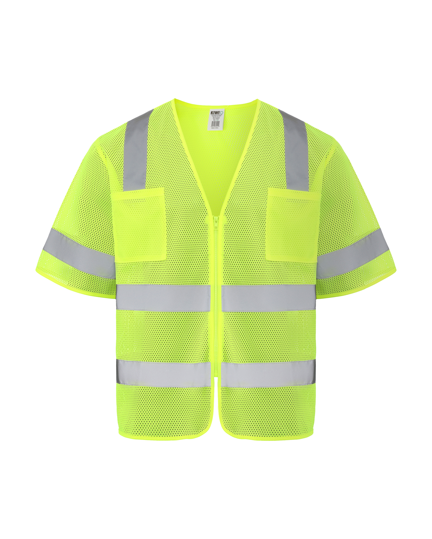 Kiwi High Visibility ANSI/ISEA 107-2020, Type R, Class 3 Dual Band Neon Short Sleeve Safety Vest (72200)