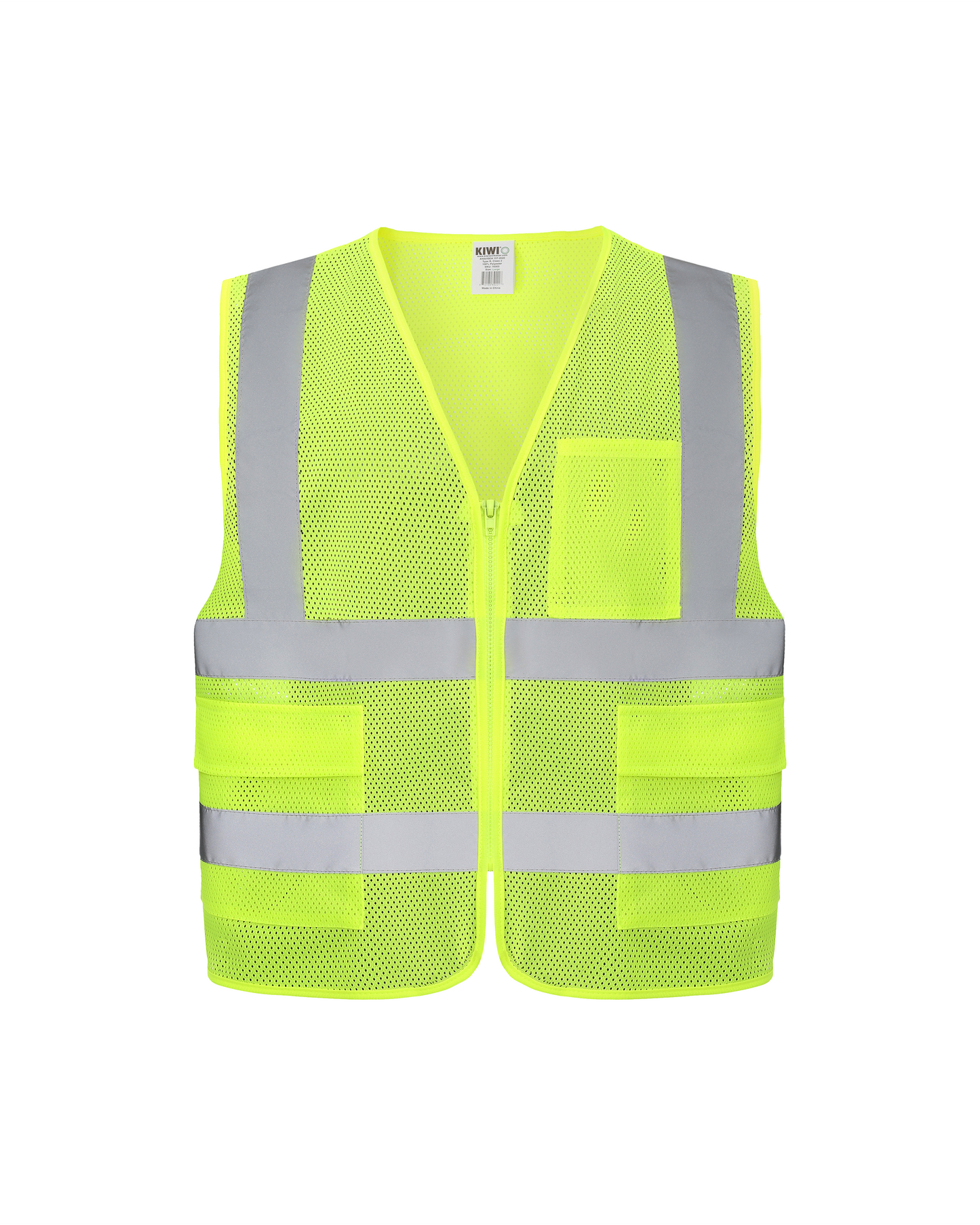Kiwi High Visibility ANSI/ISEA 107-2020, Type R, Class 2 Dual Band Neon Safety Vest (70300)