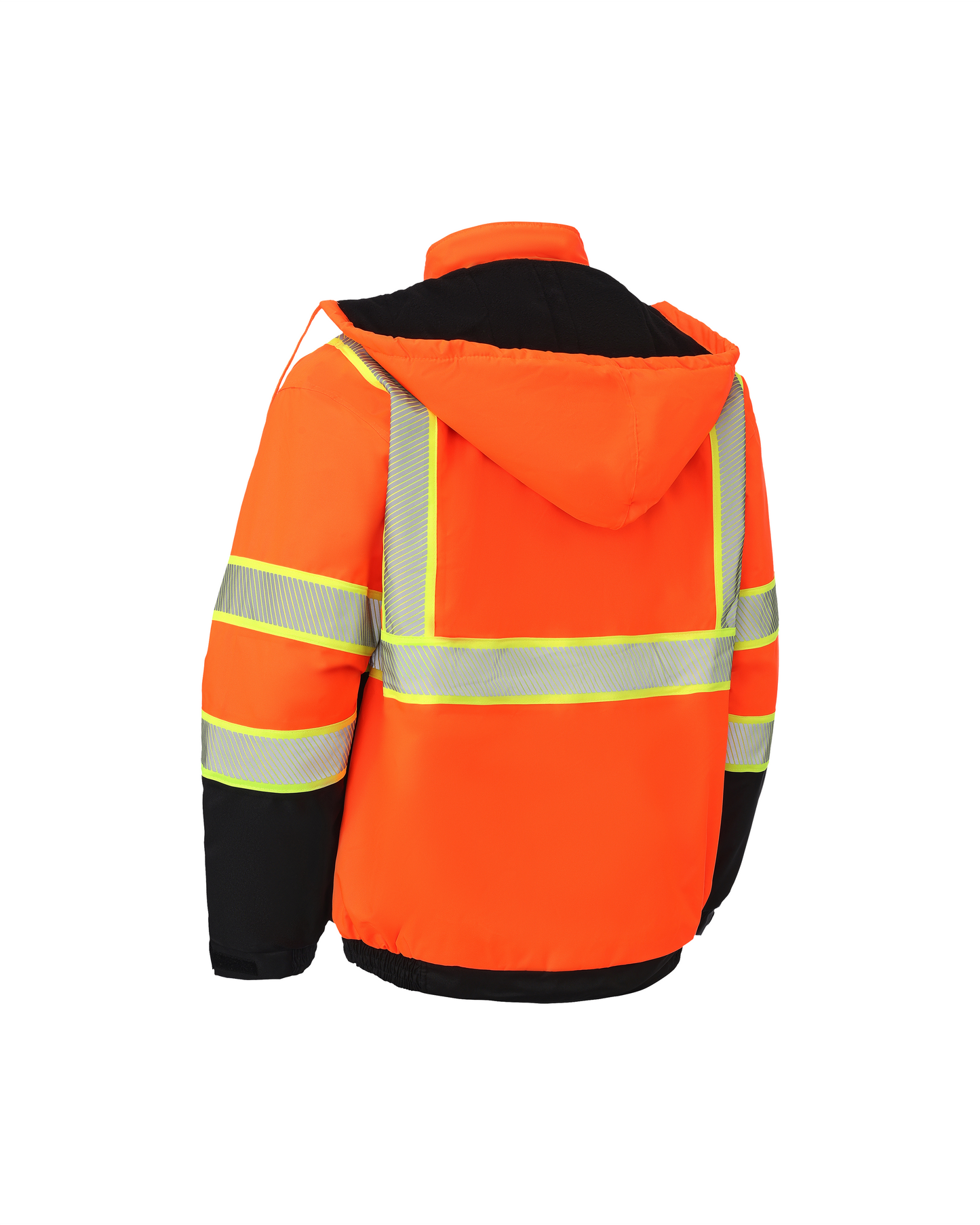 Kingstone High Visibility Hooded and Sherpa Lined Two-Tone, Contrast Trimmed Orange Safety Jacket