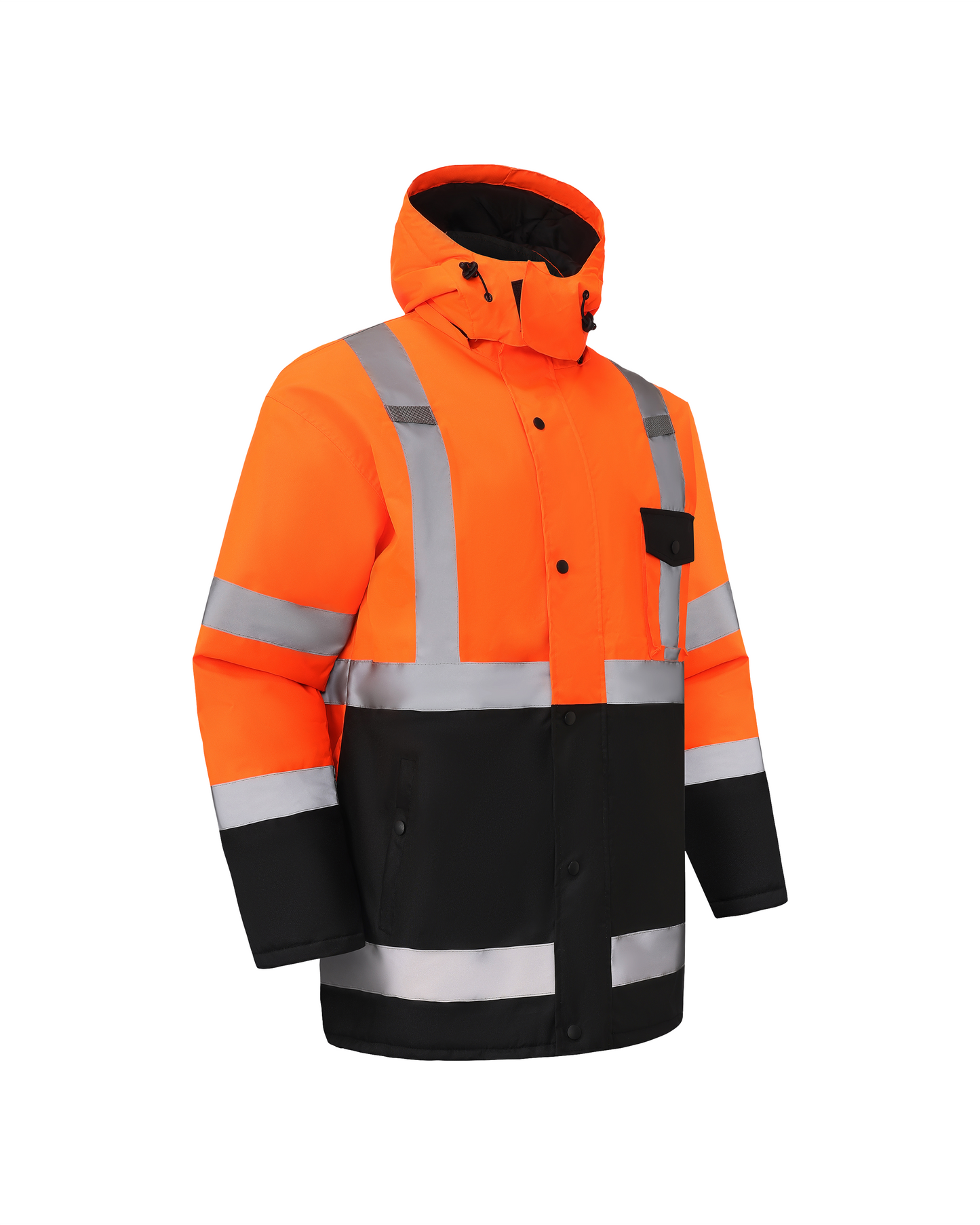 Kiwi High Visibility Hooded & Quilt Lined ANSI/ISEA 107-2020, Type R, Class 3 Two Tone Water Resistant Orange Safety Jacket (71400)