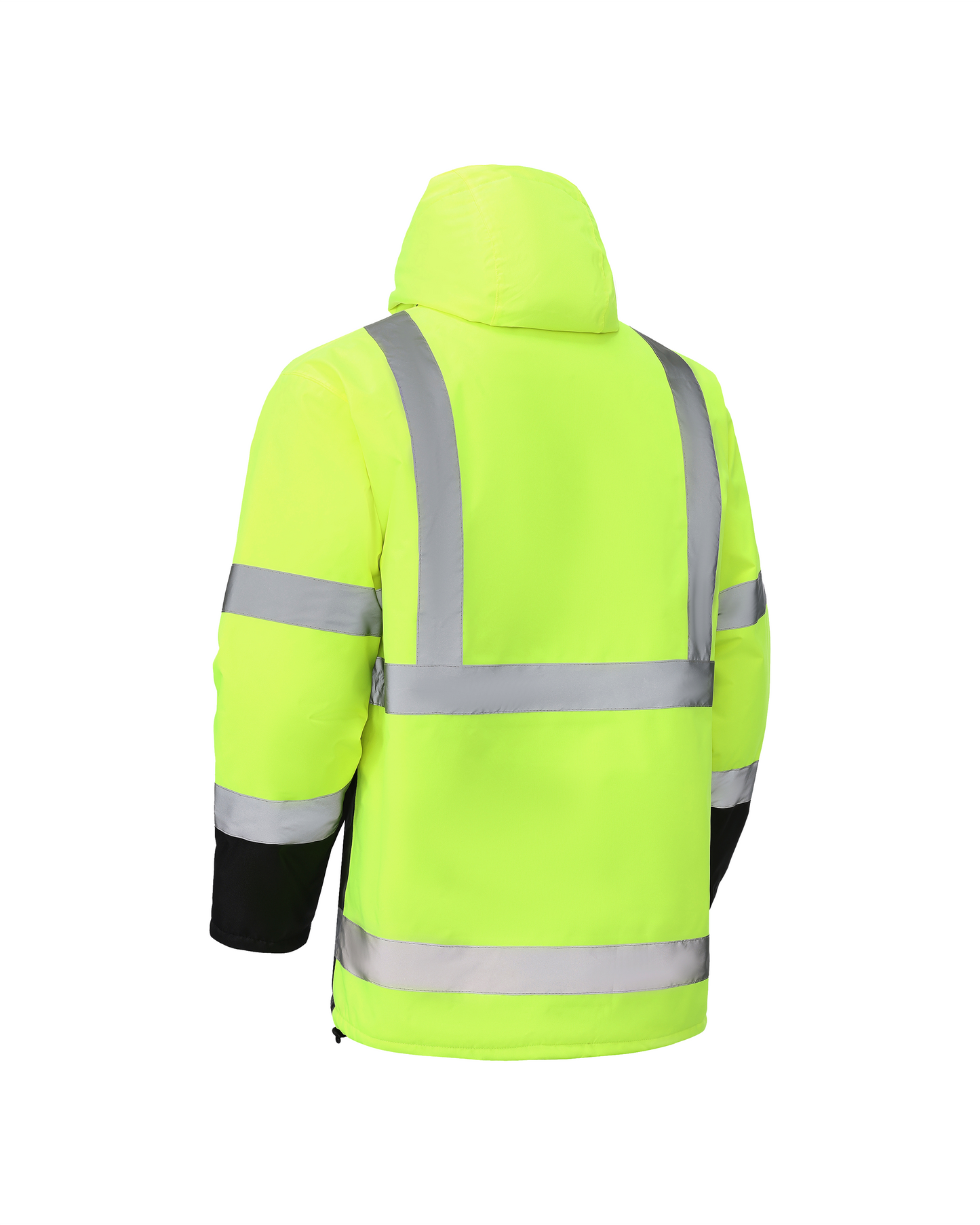 Kiwi High Visibility Hooded & Quilt Lined ANSI/ISEA 107-2020, Type R, Class 3 Two Tone Water Resistant Neon Safety Jacket (71300)