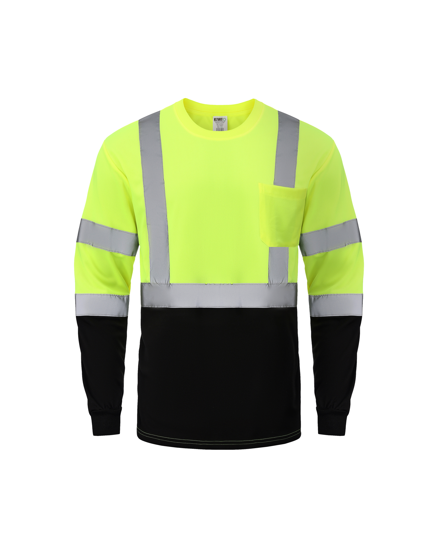 Kiwi High Visibility ANSI/ISEA 107-2020, Type R, Class 3 Two Tone Neon Long Sleeve Safety Shirt (73100)