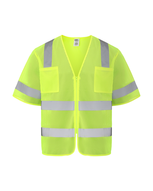Kiwi High Visibility ANSI/ISEA 107-2020, Type R, Class 3 Dual Band Neon Short Sleeve Safety Vest (72200)