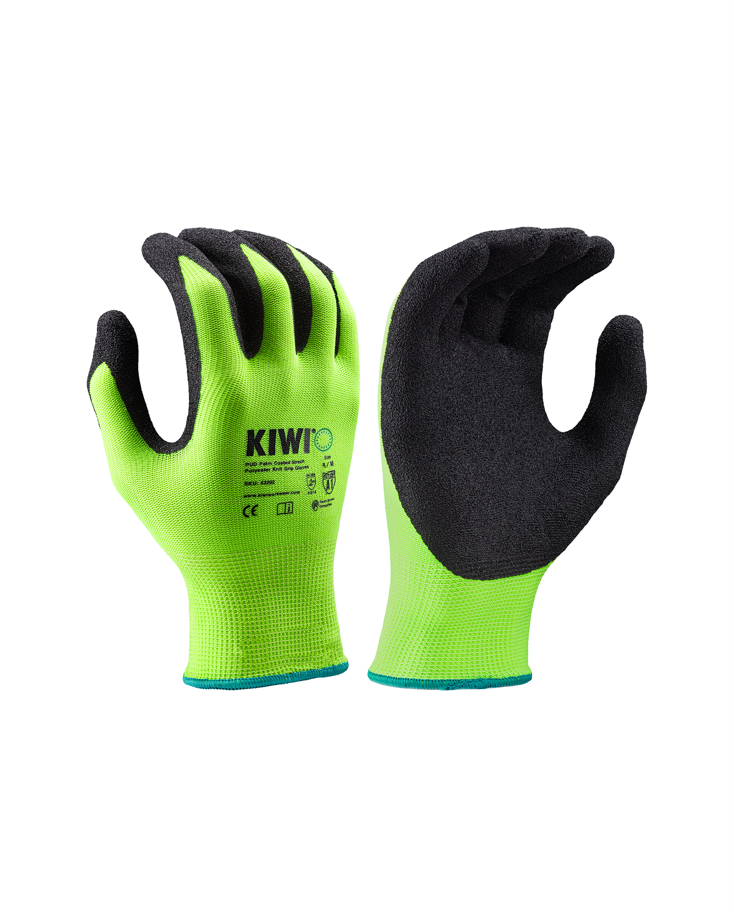 Kiwi PUD Palm Coated Strech Polyester Knit Grip Gloves [53200]