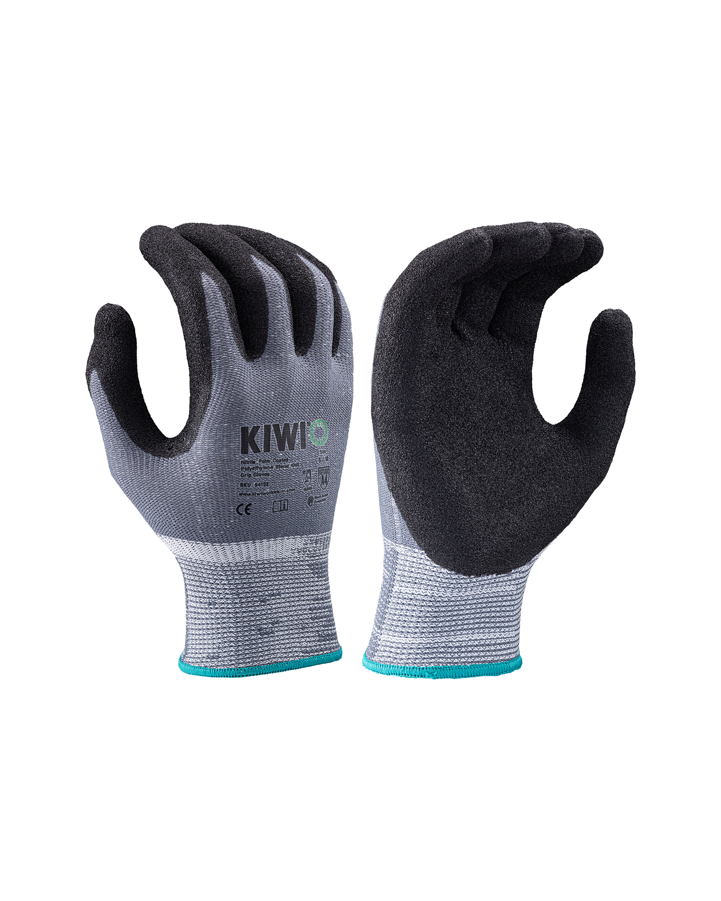 Kiwi A4 Cut Resistant Nitrile Palm Coated Polyethylene Blend Knit Grip Gloves [54100]