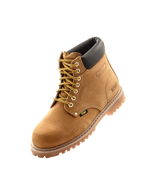 Botas de trabajo resistentes al agua con puntera de acero y nobuck de color trigo de Safara Premium (60118)