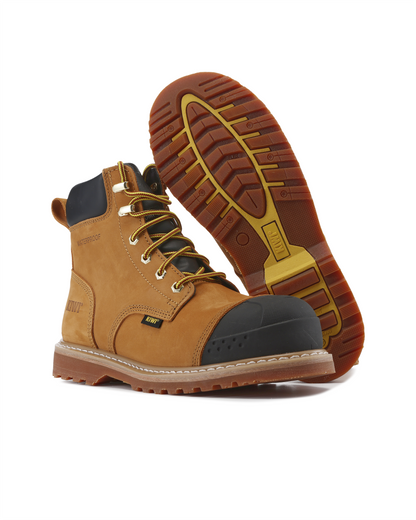 Kiwi Premium Wheat Nubuck 6" Steel Toe Waterproof Cap-Toe Work Boots [64000]