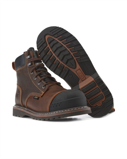 Kiwi Premium Brown Crazy Horse 6" Steel Toe Waterproof Cap-Toe Work Boots [64100]