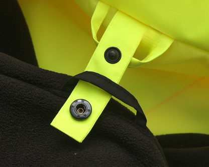 Kiwi High Visibility 3-in-1 Hooded & Fleece Lined ANSI/ISEA 107-2020, Type R, Class 3 Two Tone, Contrast Trimmed Water Resistant Neon Safety Jacket [71500]