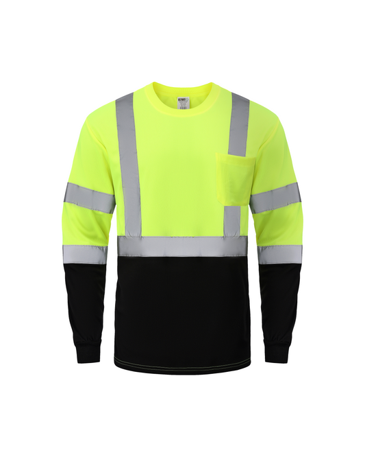 Kiwi High Visibility ANSI/ISEA 107-2020, Type R, Class 3 Two Tone Neon Long Sleeve Safety Shirt (73100)